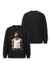 Camiseta de Manga Larga Oversize con Hombros Caídos Lavada Estilo Retro Americano Estampado Directo para Hombre