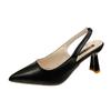 2023 Primavera e Verão Novo Estilo Bico Fino Salto Alto Sandálias Femininas Stiletto Bico Fino Costas Vazadas Boca Rasa Sapatos Solteiros Femininos