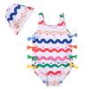 Traje de baño nuevo para niñas, lindo con volantes y lazo, Amazon AliExpress al por mayor, 1-8 años