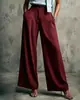 2026 Estación Independiente de Amazon Transfronteriza Europea y Americana Nuevos Pantalones Casuales de Pierna Ancha de Color Sólido de Cintura Alta Holgados Adelgazantes para Mujer