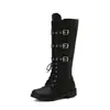 Botas de montar de estilo europeo y americano de tacón bajo para comercio exterior transfronterizo, botas de tubo alto de punta redonda para mujer de talla grande de otoño e invierno