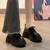 Sapatos Pequenos de Couro com Solado Grosso Estilo Britânico para Mulheres 2024 Novos Primavera e Verão Versáteis Pretos Jk Flats Mocassins Plataforma Tendência Ins