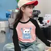 Camiseta Térmica de Cuello Redondo para Niñas, Ropa Interior de Manga Larga Raglán para Niños Medianos y Mayores, Moda Otoño/Invierno, Trendy