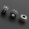 Joias de aço inoxidável fundido com furo grande, contas tridimensionais, padrão de bolinhas vintage, contas espaçadoras para pulseira DIY Panjia, acessórios
