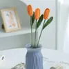 Flor de tulipán de lana cerrada terminada flor tejida ramo de mano ganchillo al por mayor Día de San Valentín Día del Maestro