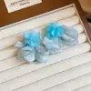 Pendientes de Encaje Acrílico Europeos y Americanos de Flor Tejida a Mano, Pendientes Dulces de Estilo Festivo, Pendientes de Moda de Gama Alta