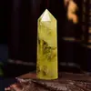 Prisma Hexagonal de Punta Única de Cristal Amarillo, Prisma Hexagonal Pulido en Bruto de Cristal Amarillo, Adorno de Columna de Cristal Amarillo, Directo del Fabricante