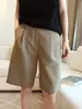 Figura en forma de pera Bi~ Pantalones Cortos de Traje para Mujer Verano Delgados Elegantes Ropa de Trabajo de Cintura Alta Rectos de Pierna Ancha de Longitud Media