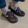 Moda Coreana Tendencia Elegante Sin Espalda Slip-on Birkenstock Zapatos Individuales 2026 Otoño/Invierno Zapatos de Piel de Gema