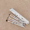 Barril para Pinceles de Sombra de Ojos Suaves de Pelo de Animal con Patrón de Mármol Personalizado con 5 Juegos de Pinceles para Mezclar y Difuminar Sombras de Ojos Portátil