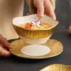 Conjunto de Louça de Mesa para Hotel de Cerâmica Platina de Fábrica Conjunto de Pratos de Quatro Peças Prato Criativo de Luxo Leve Prato Prato Prato Louça para Uma Pessoa