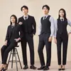 Jaqueta 2025 Conjunto de Terno Homens Gerente de Propriedade Terno Roupa de Trabalho Mulheres Fio Tintureiro Loja 4S Roupa de Trabalho Stretch