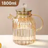 Tetera de Vidrio de Borosilicato Alto para Agua Fría con Tapa de Bambú, Adecuada para Calentar en Estufa Eléctrica de Cerámica, Tetera para Té de Flores, Jarra de Agua Fría para el Hogar, Venta al por Mayor de Fábrica