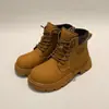2026 Inverno Duas Camadas Algodão Pelo Curto Sapatos Infantis Estilo Coreano Botas de Couro para Meninos Botas Curtas Infantis Botas Martinas Cano Médio 6726