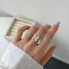 Anillo de Plata Pura S999 Lazo Retorcido Diamante Rosa Chica Dulce Fresco Lindo Nicho Apertura Anillo Ajustable