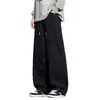 Nova Tendência High Street Primavera e Outono Calças Casuais Pretas Versáteis Calças Esportivas Masculinas Largas de Perna Reta Loose Cross-border