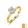 Anillo de Plata de Ley S925 con Moissanita Ovalada de Cuatro Garras con Incrustaciones Laterales Banda Lisa Minimalista Anillo de Plata para Propuesta para Mujeres Venta Caliente Transfronteriza