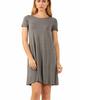 Punto AliExpress Verano Cuello Redondo Manga Corta Color Sólido Holgado Adelgazante Vestido Vestido de Mujer Textil Algodón Soporte