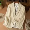 Chaqueta Camisa Casual Versátil Elegante de Algodón y Lino para Hombre Primavera Verano 2025 Color Sólido Holgada de Ramio Capa Única Traje para Hombre