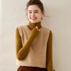 Principios de Otoño Nuevo Chaleco de Punto de Cachemira para Mujer Sin Mangas Cuello Redondo Suelto Cálido Exterior Color Sólido Chaleco Moda Suave Cerosa