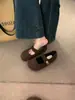 Primer Encuentro Ji Gris Retro Correa Única Mary Jane Birkenstock Zapatos Otoño Invierno Cálidos Zapatos de Algodón Planos Zapatos de Mujer Mocasines