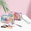 Nova Bolsa de Cosméticos de PU Nova Bolsa de Cosméticos de Couro Laser Shooter Bolsa de Maquiagem Colorida Almofada Tie-Dye Impermeável