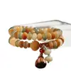 Pulsera de Raíz de Loto Bodhi de Buena Suerte, Pulsera Doble Círculo de Cuentas de Ábaco de Dunhuang, Pulsera de Cuentas Budistas Flexible para Dedos de Estudiante al por Mayor