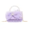 Nueva bolsa para niños bolsa de niña cadena de perlas bolso de mano moda estilo extranjero princesa hombro bandolera monedero