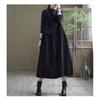 Vestido Midi Nuevo de Algodón de Pana para Primavera y Otoño para Mujer, Vintage Artístico de Talla Grande con Bolsillo y Sin Mangas Voret