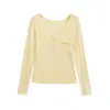 Camiseta Sexy de Decote V e Manga Comprida para Mulheres, Outono e Inverno Chic Doce e Apimentada Ajustada Camiseta Base Top
