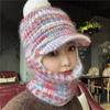 Gorro de lana de color para mujer, gorro acolchado de terciopelo, protección para el cuello, gorro de ciclismo de invierno, gorro de algodón, gorro a prueba de viento, para otoño e invierno.