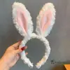 Diadema de Encaje con Orejas de Conejo Lolita Diadema de Felpa de Dibujos Animados para Lavado Facial Diadema Dulce con Lazo de Conejo Accesorios para el Cabello Venta al por Mayor