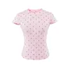 Ropa de Mujer al por Mayor Transfronteriza Estilo Europeo y Americano Verano Nueva Moda Camiseta de Manga Corta con Estampado de Puntos Top Casual Versátil