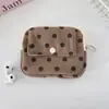 2025 Nuevo Monedero Retro de Pana Estampada Bolso Portátil para Auriculares con Tapa abatible Mini Bolsa para Guardar Labial Porta Tarjetas