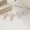 Pendientes Zodiacales de Cristal Rosa para Mujer Verano Plata de Ley 925 Lindos Clavos de Oreja de Animal Simples ins Elegantes Joyas para Orejas