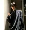 GOOZI MADE Chaqueta Desestructurada con Cuello Alto y Mangas Raglán para Hombre Otoño Primavera Sudadera con Cierre de Botones para Hombre Chaqueta Deportiva para Hombre