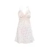 Nova camisola fina de seda gelada feminina transfronteiriça, camisola camisola de renda sexy, conjunto de pijama de bolinhas pequenas, conjunto de loungewear de duas peças