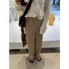 [em estoque] Calça Jeans Corrente Ashken Feminina Outono Novo Cintura Alta Perna Larga Emagrecedora Casual Longa