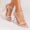 Sandalias de Tacón Alto con Tiras y Punta Abierta para Mujer, Nuevas Llegadas de Primavera, Punta Fina, Tacones Altos Sexy con Correa al Tobillo, Fábrica Transfronteriza