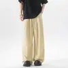 Calças compridas masculinas estilo americano de seda gelada Yamamoto para outono, frescas, de corte solto, retas, perna larga, calças casuais masculinas de secagem rápida