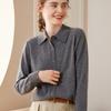 Estilo Novo Outono e Inverno Camisa Cardigan de Caxemira com Gola Polo Moda Feminina Solta de Manga Longa Camisa Tricotada Jaqueta Suéter