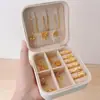 Mini Caja de Joyería Portátil Transfronteriza Ins Simple de Viaje Caja de Joyería de PU Caja de Joyería para Collares y Pendientes Caja de Almacenamiento