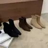 Botines cuadrados de ante estilo coreano con elástico en el tobillo para mujer, nuevo modelo otoño e invierno 2026, botas ajustadas que aumentan la altura, botines cortos elegantes para mujer