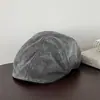 Nuevo Otoño Temprano Estilo Vintage Retro Old Money Gorra de Newsboy de Cuero Desgastado para Mujer Sombrero de Artista Adelgazante Facial de Moda