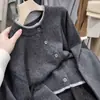 Cardigã de malha LEKA estilo coreano, duas peças falsas, gola redonda, para mulheres, roupas femininas de outono e inverno, solto e modelador, novo suéter para mulheres