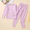 Conjunto de Ropa Interior Térmica de Cachemira para Niños, Conjunto de Otoño de Seda para Niños (Tops y Pantalones), Ropa de Dormir de Capa Base de Cuello Medio para Niñas Estudiantes (Tallas Mediana y Grande)