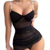 Uniforme de Malla Transparente Simple y Sexy Europeo y Americano Transfronterizo Tentación Pura Pasión Perla Sexy Tirantes Lencería 6 Colores