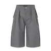 Shorts de Terno Retrô com Listras Verticais Estilo Old Money, Calças Cropped Casuais Retas Largas de Verão para Homem, Tendência