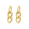 Pendientes de Acero Inoxidable 304 Cadena Cubana con Borlas Joyería Chapado en Oro de 18K Clip para Oreja Pendientes Unisex