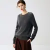 Suéter de cashmere sem costura em peça única para mulheres, camiseta básica com gola redonda, novo suéter de malha grossa solta outono e inverno 2026